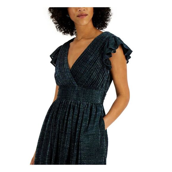 AIDAN AIDAN MATTOX Womens Pintucked Lined Flutter Sleeve Fit + Flare Dress - Picture 3 of 4